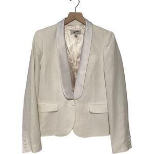 J. Crew Ivory Single Button Linen Blend Blazer with Contrast Satin Collar (6)
